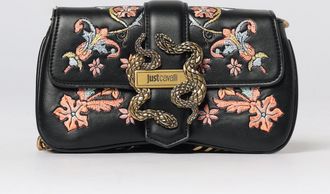 Just Cavalli Borsa in pelle sintetica con ricami floreali