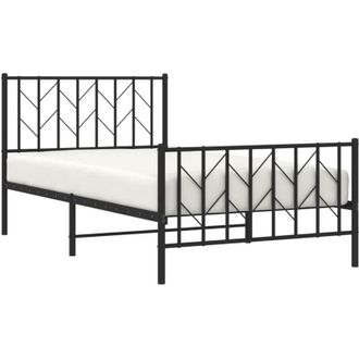 vidaXL Metal Bed Frame without Mattress with Footboard Black 100x190cm vidaXL