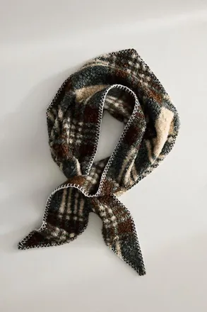 Terrain Plaid Sherpa Triangle Scarf