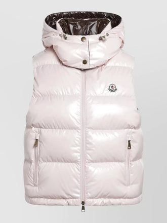Moncler hooded sleeveless padded coat zip pockets