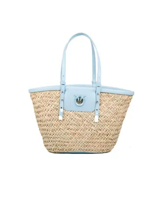 Pinko Womens Beach Bag Nude-Light Blue Cow Leather Other
