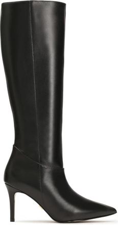 Kazar Gladleren laarzen met stilettohak - Dames - Laarzen met Hak - Zwart - 37 EU - Leer - Schoenen