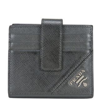 Prada Black Metallic Gray Leather Bill Wallet (Bi-Fold) (Pre-Owned)