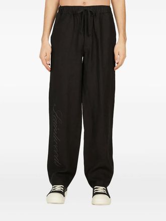 Saintwoods logo-print trousers - men - Linen/Flax - S - Black