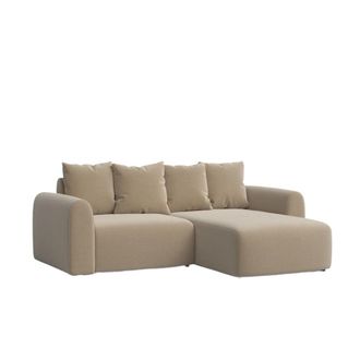 Hannun Sofa cama tejido de lino y algod&oacute;n marr&oacute;n claro