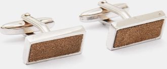 HUGO BOSS Hugo Boss Suede Silver Tone Cufflinks