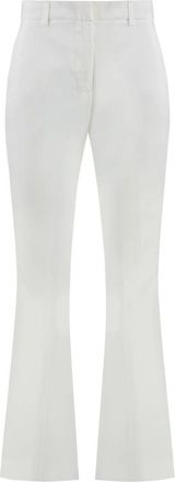 Pantaloni Torino Katoenen Stretchbroek met Zakken - Dames - Wijde Broeken - Wit - M - Katoen - Broeken