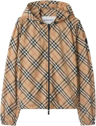 Burberry Salcombe Check Hooded Jacket, Size Small