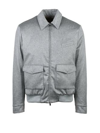LUIGI BORRELLI NAPOLI Grey Cashmere Aviator Jacket