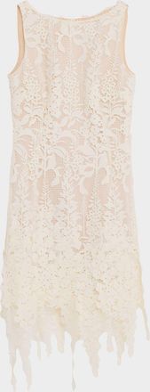 Oscar De La Renta Sleeveless Foxgloves Guipure Lace Mini Dress