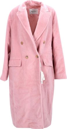 Max Mara Womens Zarda Double Breasted Coat in Pink Alpaca Wool - Size 2XL