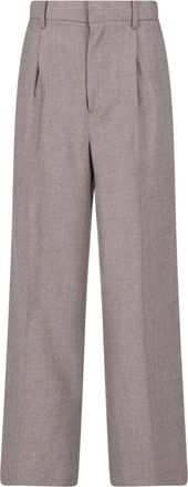 Auralee Tailored Brown Wool Trousers with Straight-Leg Silhouette