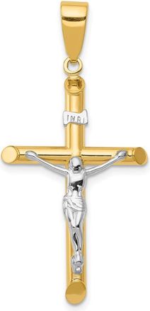 Diamond2Deal 14k Two-tone Gold Hollow Crucifix Pendant