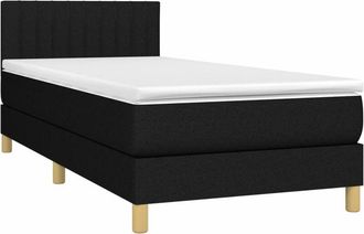 vidaXL Cama Box Spring Con Colch&oacute;n Y Led Tela Negro 90x190 Cm Vidaxl
