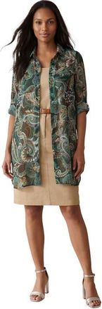 Jessica London Sheer Georgette Mega Tunic in Frost Teal Paisley at Nordstrom, Size 26