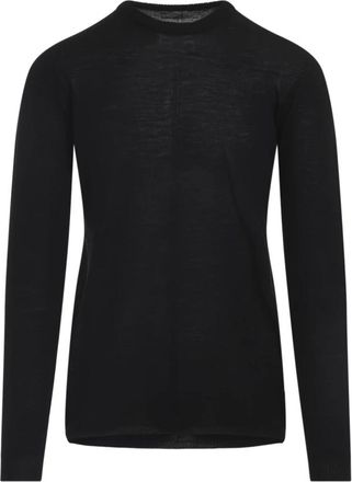 Rick Owens Zwarte Wollen Jas Aw 25 - Heren - Ronde hals truien - Zwart - S - Wol - Truien & Vesten