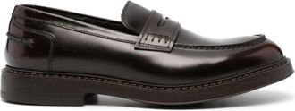 Doucal's Penny Loafers van leer met amandelvormige neus - Heren - Loafers - Bruin - 41 EU - Leer - Schoenen