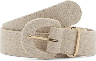 Mango Cotton & Linen Belt in Beige at Nordstrom, Size X-Large