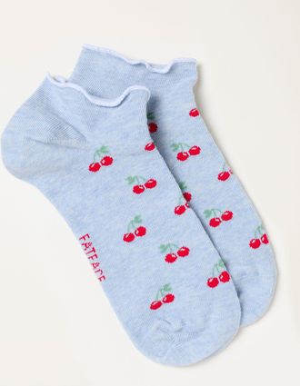 Fat Face FatFace Light Blue Cherry Trainer Socks