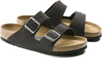 Birkenstock Womens Arizona Soft Footbed Suede Leather Sandal In Velvet Gray