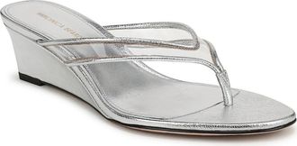 Veronica Beard Clea Wedge Flip Flop in Clear/Silver at Nordstrom, Size 6.5