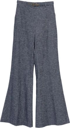 Zimmermann Hypnotic Chambray Flare Pant - Dames - Wijde Broeken - Blauw - M - Katoen - Broeken