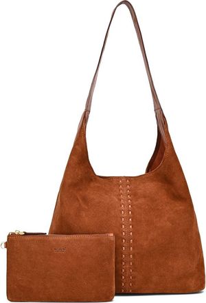 OLD TREND Hydrangea Genuine Leather Suede Classic Hobo Bag in Brown at Nordstrom