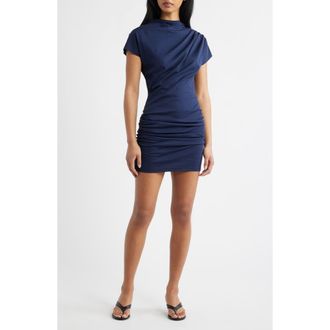 Line & Dot Archer Pleated Minidress in Navy at Nordstrom, Size X-Small