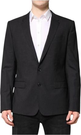 Dolce & Gabbana Donkergrijze Slim Fit Blazer - Heren - Business blazers - Zwart - XL - Wol - Kostuums