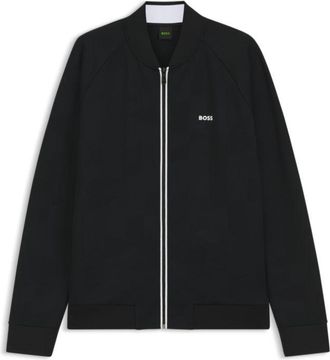 BOSS Triangle-jacquard zip-up sweatshirt with rubberized logo