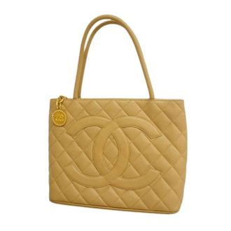 Chanel Pre-owned Grained Calfskin Tote Bag - Dames - Pre-owned - Beige - Maat: ONE Size Leer