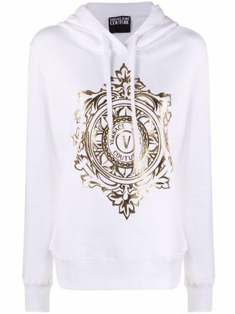 Versace Jeans Couture V-Emblem cotton hoodie - White