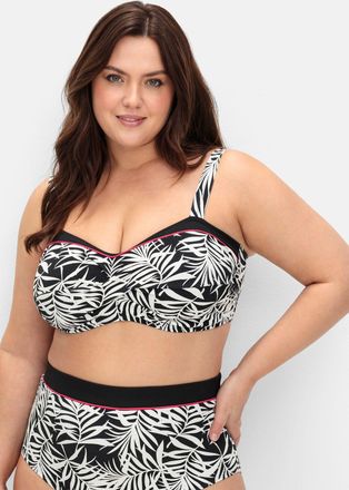 Sheego Bustier-Bikini-Top SHEEGO, Damen, Gr. 40, Cup E, schwarz (schwarz bedruckt), Elasthan, Polyamid, Bikini-Oberteile Bustier-Bikini-Top