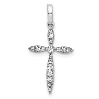 Diamond2Deal 14k White Gold 1/6 carat Diamond Cross Pendant