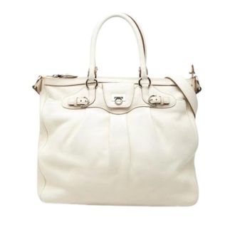 Ferragamo Pre-owned Leather Satchel - Dames - Pre-owned - Wit - Maat: ONE Size Leer