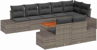 vidaXL Conjunto De Sof&aacute; De Jard&iacute;n 9 Pcs Gris Vidaxl