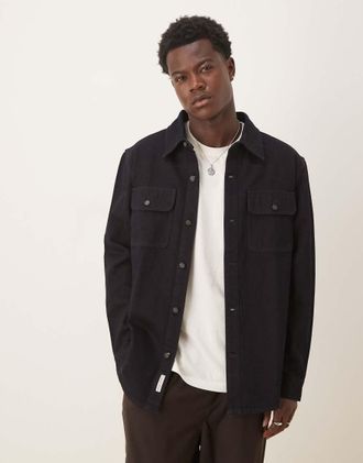 Calvin Klein Jeans Camicia giacca lunga blu navy-Rosso