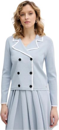 Karl Lagerfeld Dubbelknoops Vest - Dames - Vesten - Blauw - XS - Nylon - Truien & Vesten