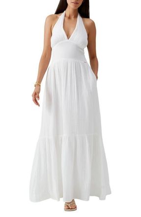 Melissa Odabash Shay Halter Cover-Up Dress in White at Nordstrom, Size X-Small