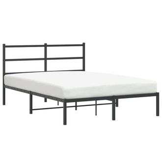 Berkfield Home Metal Bed Frame without Mattress with Headboard Black 140x200cm | Size: 140x200 cm