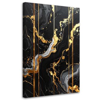 Feeby Cuadro Sobre Lienzo Abstracci&oacute;n Glamour En Negro Y Dorado 70x100