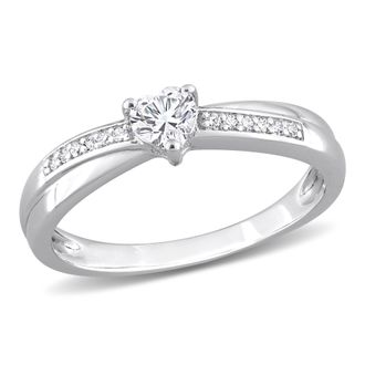 Mimi & Max Diamond and Created White Sapphire Heart Ring in Sterling Silver