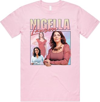 Sanfran Clothing Nigella Lawson Homage Top Funny Retro TV Cook Cooking Gift 90s T-Shirt Extra Large/Light Pink