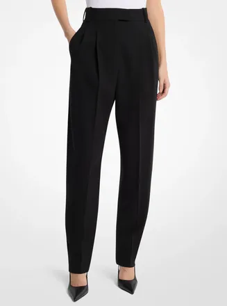 Michael Kors Dru Pleated Stretch Tissue Wool Crepe Trousers