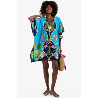 Trina Turk Theodora Tiger Lily Printed Silk Caftan Dress at Nordstrom, Size X-Small