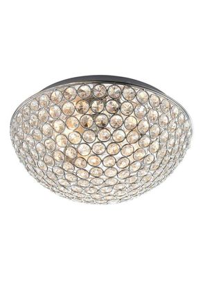 Netlighting Chryla 3 Light Bathroom Flush Ceiling Light Chrome Clear Crystal Detail IP44 G9