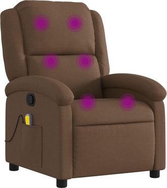vidaXL Sill&oacute;n Reclinable Con Masaje De Tela Marr&oacute;n Vidaxl
