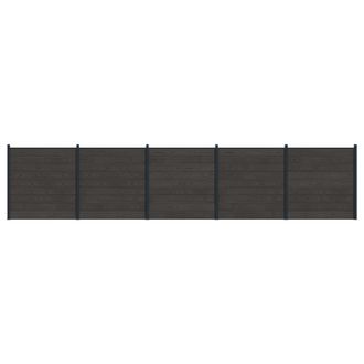 vidaXL Panel De Valla 5 Pcs Wpc Y Aluminio Negro Vidaxl