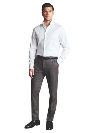 CHARLES TYRWHITT Slim Fit Smart Texture Pants in Charcoal Grey at Nordstrom, Size 32