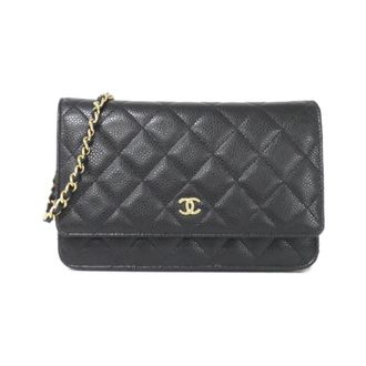 Chanel Black Bordeaux Grained Calfskin Chain/Shoulder Wallet (Pre-Owned)